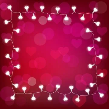 Vector realistic st. valentine's lantern garland on purple background Stock Illustration