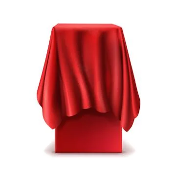 Vector realistic stand covered with red silk cloth Stock Illustration