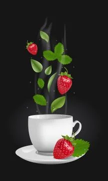 Vector realistic strawberry tea Stock Illustration