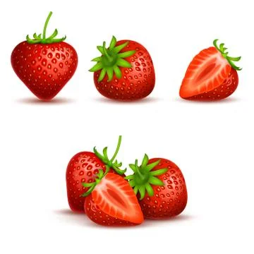 Vector realistic sweet and fresh strawberry isolated on white background Stock Illustration