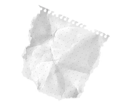 Vector realistic torn paper piece with polka dot grid. White crumpled newspaper Stock Illustration