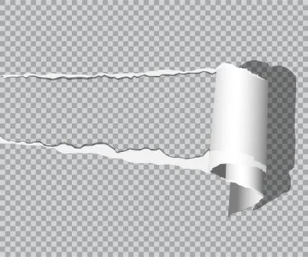 Vector realistic torn paper with shadow isolated on transparent background. Stock Illustration