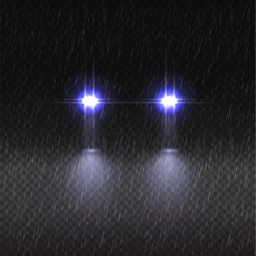 Vector realistic transparent car light effect rain Stock Illustration
