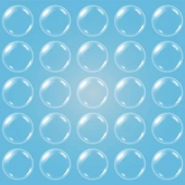 Vector realistic transparent soap water bubble pattern Stockillustratie