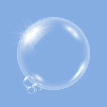 Vector realistic transparent soap water bubble 스톡 일러스트