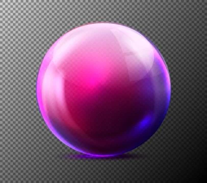 Vector realistic violet glass sphere transparent Stock Illustration