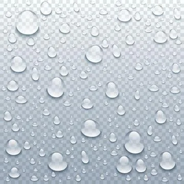 Vector realistic water drops on transparent background. Rain drops without sh Stock Illustration