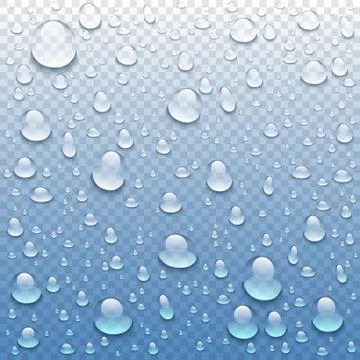 Vector realistic water drops on transparent background. Rain drops without sh Stock Illustration