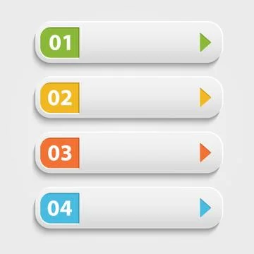 Vector  realistic Web buttons,infographic with numbers over whi Stock Illustration