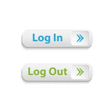 Vector realistic web login and log out buttons isolated Stock Illustration