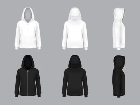 Vector realistic white and black hoodie models Stock-Illustration