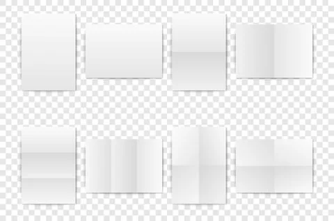 Vector Realistic White Blank Vertical A4 Folded Paper Sheet, Poster, Opened Stock Illustration