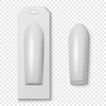 Vector Realistic White Medical Suppositories in Blister Closeup Isolated Stock Illustration