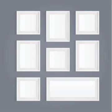 Vector realistic white picture frame composition.  modern design element for Stock Illustration