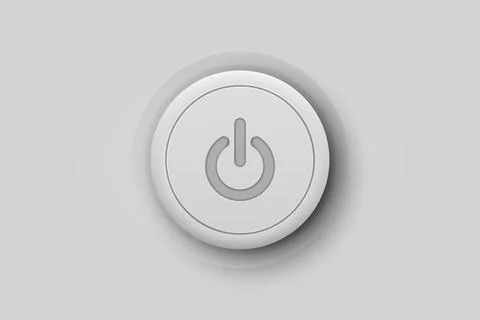 Vector Realistic White Power Plastic Knob Closeup. Circle Button Icon, Design Ilustración de archivo