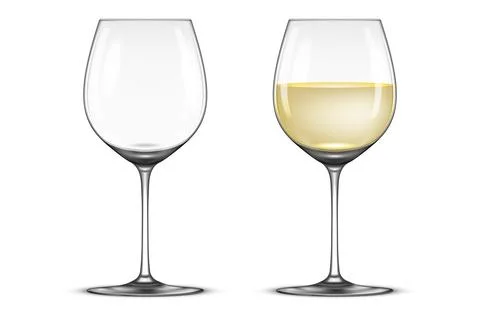 Vector realistic wineglass icon set - empty and with white wine, isolated on  Stock-Illustration