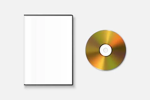 Vector Realistic Yellow CD, DVD with Plastic Rectangular Cover, Envelope, Case Stock Illustration