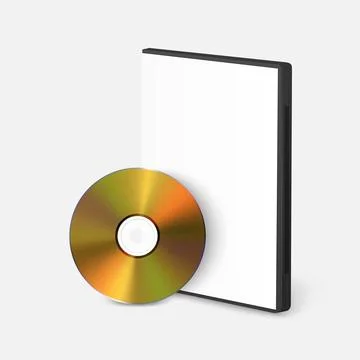 Vector Realistic Yellow CD, DVD with Plastic Rectangular Cover, Envelope, Case Stock Illustration