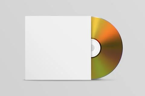 Vector Realistic Yellow CD, DVD with Paper or Plastic Square Cover, Envelope Stock Illustration
