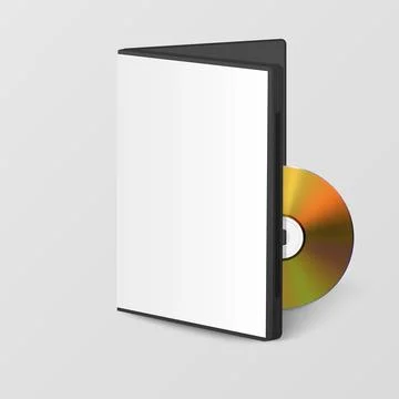 Vector Realistic Yellow CD, DVD with Plastic Rectangular Cover, Envelope, Case Stock Illustration