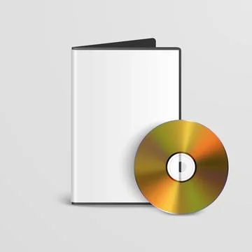 Vector Realistic Yellow CD, DVD with Rectangular Box, Cover, Envelope, CD Case Stock Illustration
