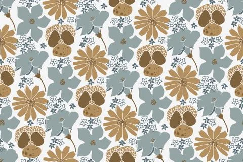 Vector reapeat seamless pattern with flowers. Illustrazione stock