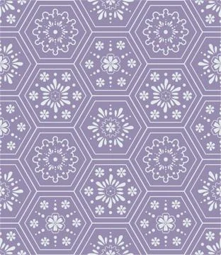 Vector reapeat seamless pattern with hexagon tiles. Purple colors. 库存插图