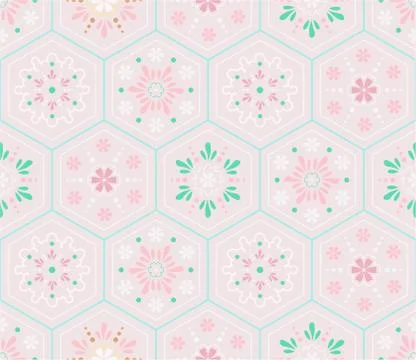 Vector reapeat seamless pattern with hexagon tiles. Pastel colors. Illustrazione stock