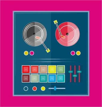 Vector Record and Mixing Deck ona bright pink background Illustration