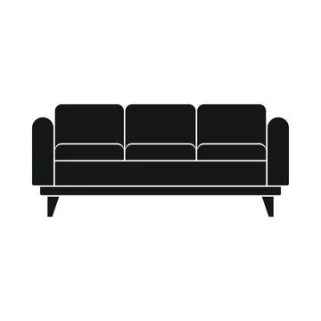Vector recreation sofa black simple icon isolated on white 스톡 일러스트