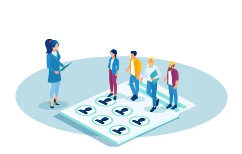 Vector of a recruiting process for new job positions. Stock Illustration