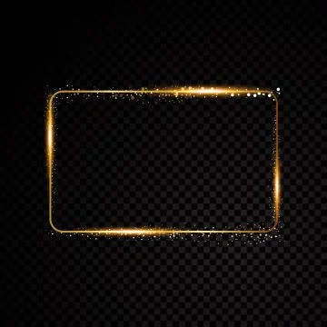 Vector rectangle frame. Shining banner. Isolated on black transparent backgro Stock Illustration