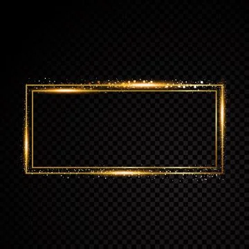 Vector rectangle frame. Shining banner. Isolated on black transparent background Stock Illustration