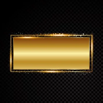 Vector rectangle frame. Shining banner. Isolated on black transparent background Stock Illustration