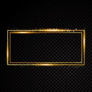 Vector rectangle frame. Shining banner. Isolated on black transparent background Stock Illustration