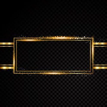 Vector rectangle frame. Shining circle banner. Isolated on black transparent Stock Illustration