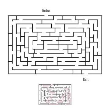 Vector rectangle labyrinth. Maze or Labyrinth with entry and exit. Children Stock Illustration