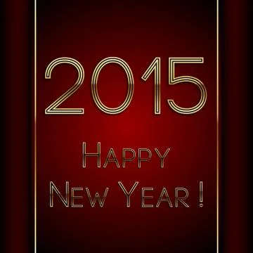 Vector rectangle red greeting new year 2015 postcard with golden letters Illustrazione stock