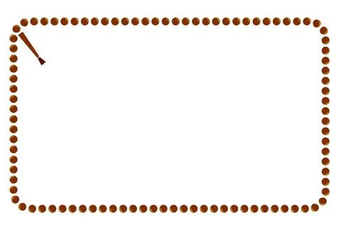 Vector rectangle shape frame from tasbih or islam prayer beads, isolated on.. Stock Illustration