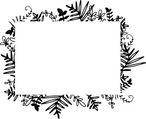 Vector rectangle template white blank with plants around. blank rectangle for Stock Illustration