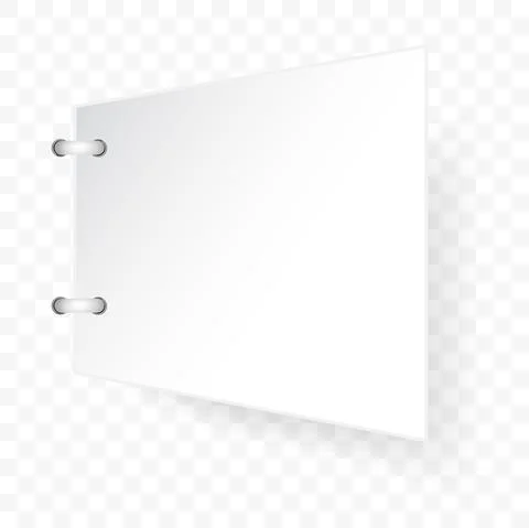 Vector Rectangle white paper cut tag with spiral binder at transparent effect Stock Illustration