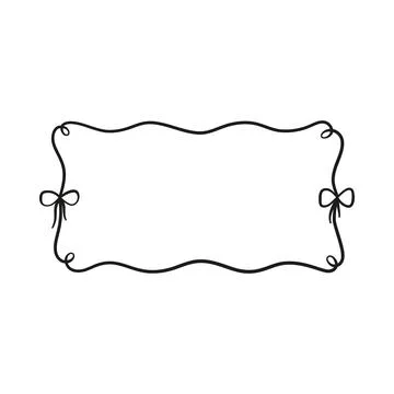 Vector rectangular frame made of black ribbon with waves, loops and bows. Stock Illustration
