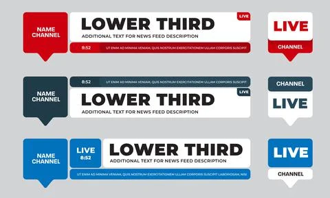 Vector rectangular news line, triangular leg, lower third with black, blue, r Stock Illustration