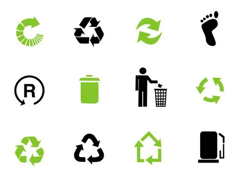 Vector recycle signs on white Illustrazione stock