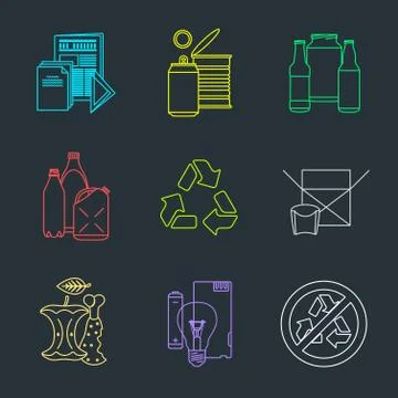 Vector recycle waste segregation icons. Stock-Illustration