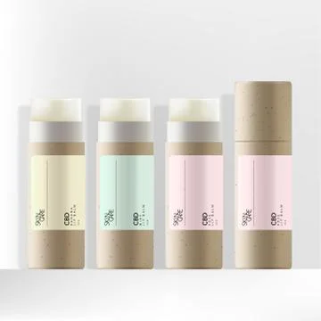 Vector Recycled Kraft Paper CBD Lip Balm Packaging Stock Illustration