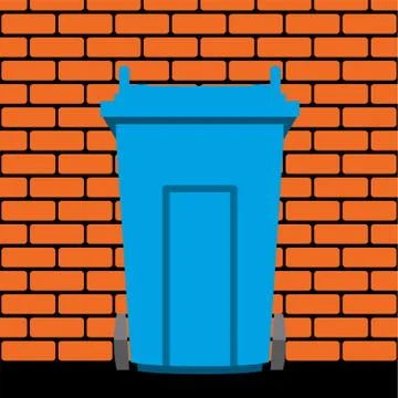 Vector  recycling wheelie bin against the background of a brick wall Stock Illustration