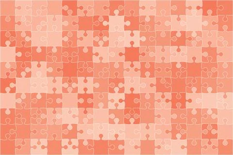Vector Red 150 Puzzles Pieces Jigsaw Stock Illustration