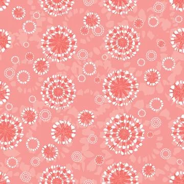 Vector red abstract circles snowflakes seamless background. Christmas snow de Stock Illustration