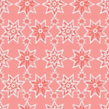 Vector red abstract snowflake stars seamless background. Suitable for textile Stock Illustration
